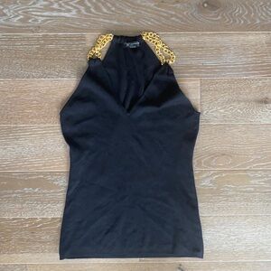 INC Silk Blend Halter Top | Black | L